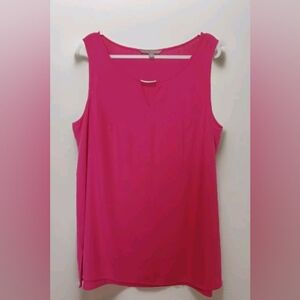 Valerie Stevens Linen Blend Top Womens Pink Tank Tunic Metal Accent XL